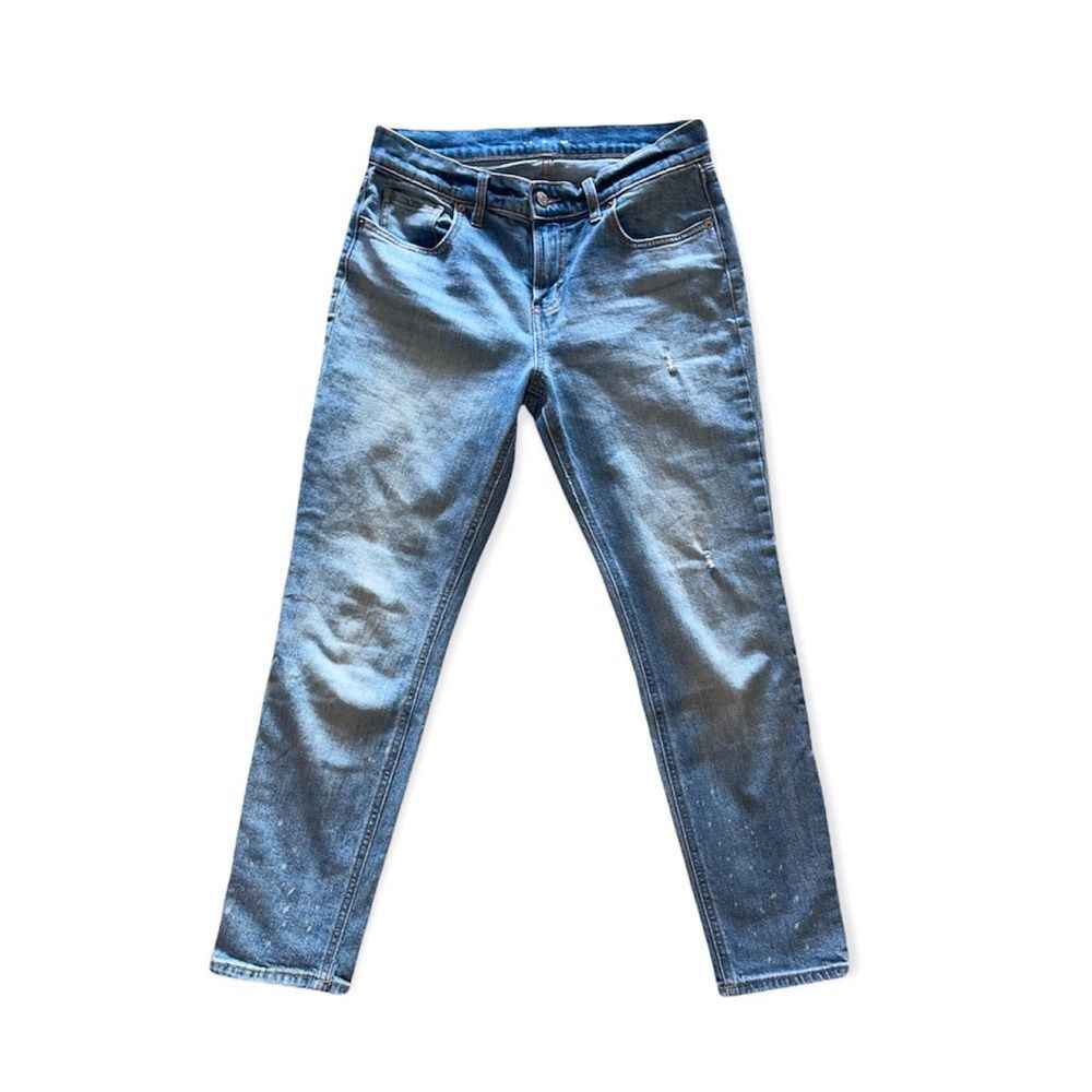 The perfect womens boyfriend jeans relaxed mid rise Indigo ocean wash sz 2 25 26
